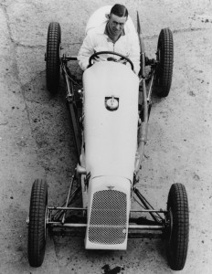 L.P. Driscoll at the wheel of Sire Herbert’s new Austin Seven racer