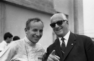 John Surtees and Enzo Ferrari at the Monza, Milan racing track