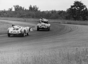 Jim Kimberly, Ed Crawford and Stewart at Road America 1956